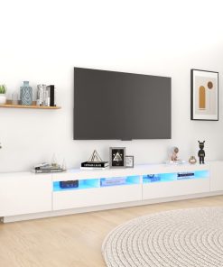 TV ormarić s LED svjetlima bijeli 300 x 35 x 40 cm