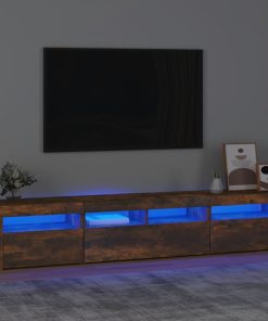 TV ormarić s LED svjetlima boja dimljenog hrasta 210x35x40 cm