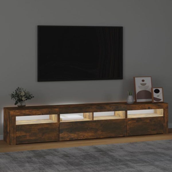 TV ormarić s LED svjetlima boja dimljenog hrasta 210x35x40 cm - Image 3