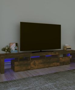 TV ormarić s LED svjetlima boja dimljenog hrasta 230x36