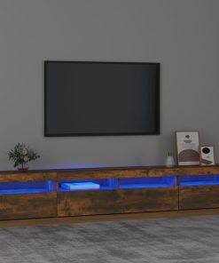 TV ormarić s LED svjetlima boja dimljenog hrasta 240x35x40 cm