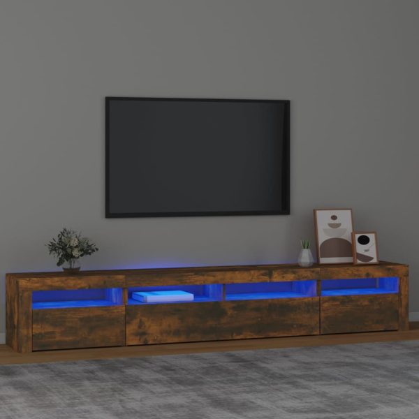 TV ormarić s LED svjetlima boja dimljenog hrasta 240x35x40 cm