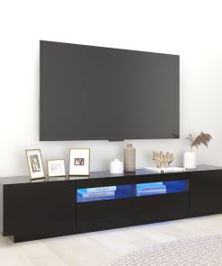 TV ormarić s LED svjetlima crni 200 x 35 x 40 cm