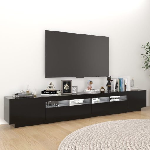 TV ormarić s LED svjetlima crni 260 x 35 x 40 cm - Image 3