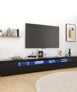 TV ormarić s LED svjetlima crni 300 x 35 x 40 cm