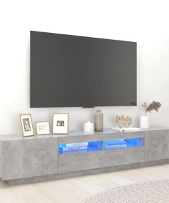 TV ormarić s LED svjetlima siva boja betona 200 x 35 x 40 cm