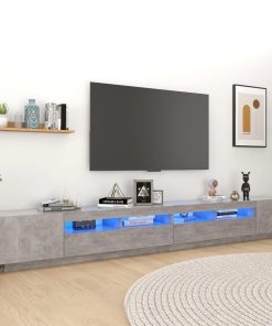 TV ormarić s LED svjetlima siva boja betona 300 x 35 x 40 cm