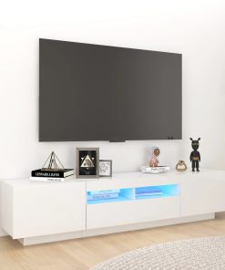 TV ormarić s LED svjetlima visoki sjaj bijeli 180 x 35 x 40 cm