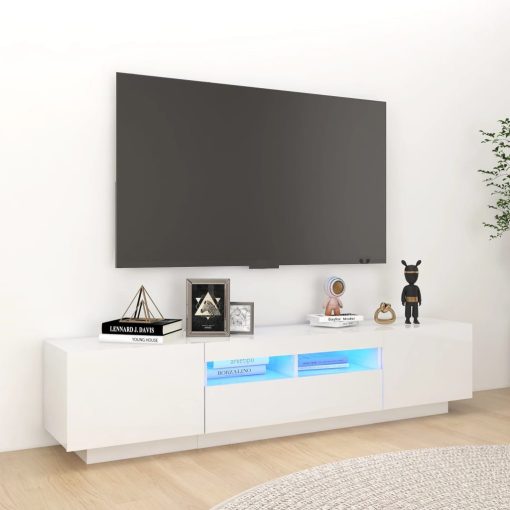 TV ormarić s LED svjetlima visoki sjaj bijeli 180 x 35 x 40 cm