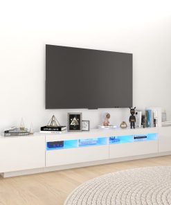 TV ormarić s LED svjetlima visoki sjaj bijeli 260 x 35 x 40 cm