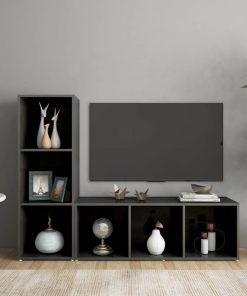 TV ormarići 2 kom visoki sjaj sivi 107 x 35 x 37 cm od iverice