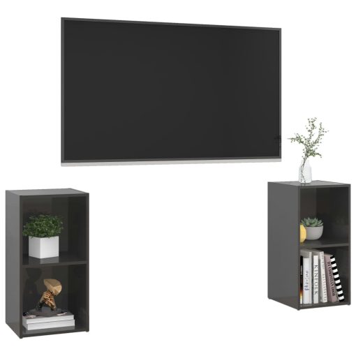 TV ormarići 2 kom visoki sjaj sivi 72 x 35 x 36