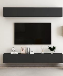 TV ormarići 4 kom crni 100 x 30 x 30 cm od iverice