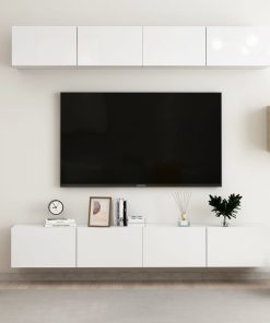 TV ormarići 4 kom visoki sjaj bijeli 100 x 30 x 30 cm iverica