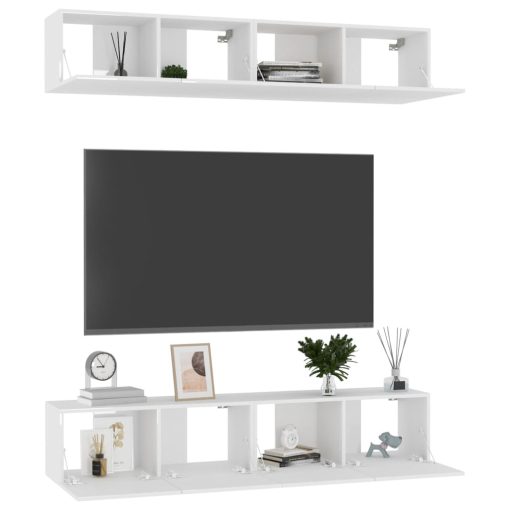 TV ormarići 4 kom visoki sjaj bijeli 80 x 30 x 30 cm od iverice - Image 3