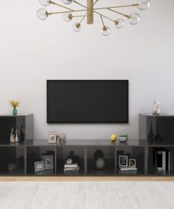 TV ormarići 4 kom visoki sjaj sivi 72 x 35 x 36