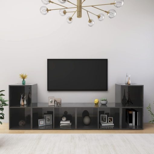 TV ormarići 4 kom visoki sjaj sivi 72 x 35 x 36