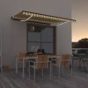 Tenda na ručno uvlačenje s LED svjetlima 400x350 cm žuto-bijela