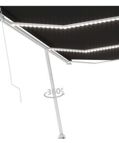 Tenda na ručno uvlačenje s LED svjetlima 600 x 350 cm antracit