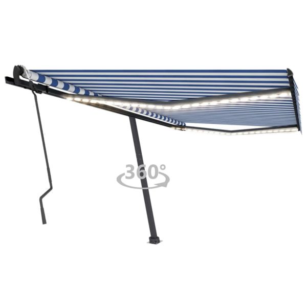 Tenda na ručno uvlačenje s LED svjetlom 400x300 cm plavo-bijela