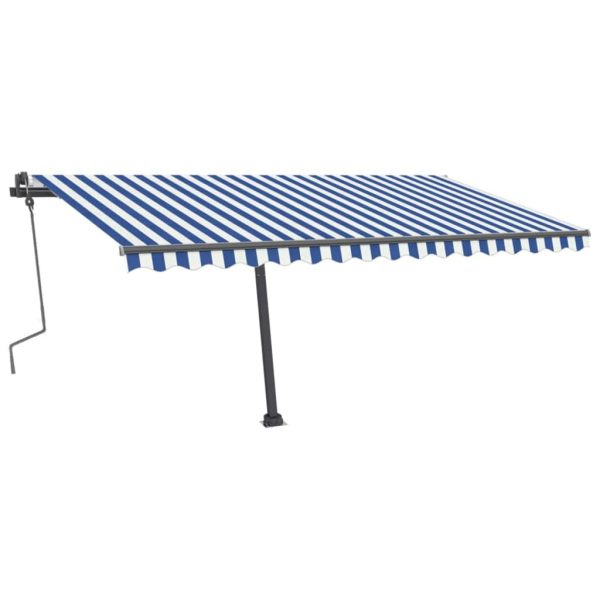 Tenda na ručno uvlačenje s LED svjetlom 400x300 cm plavo-bijela - Image 3