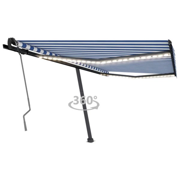 Tenda na ručno uvlačenje s LED svjetlom 400x350 cm plavo-bijela