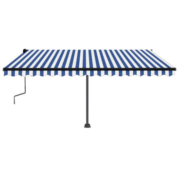 Tenda na ručno uvlačenje s LED svjetlom 450x350 cm plavo-bijela - Image 3