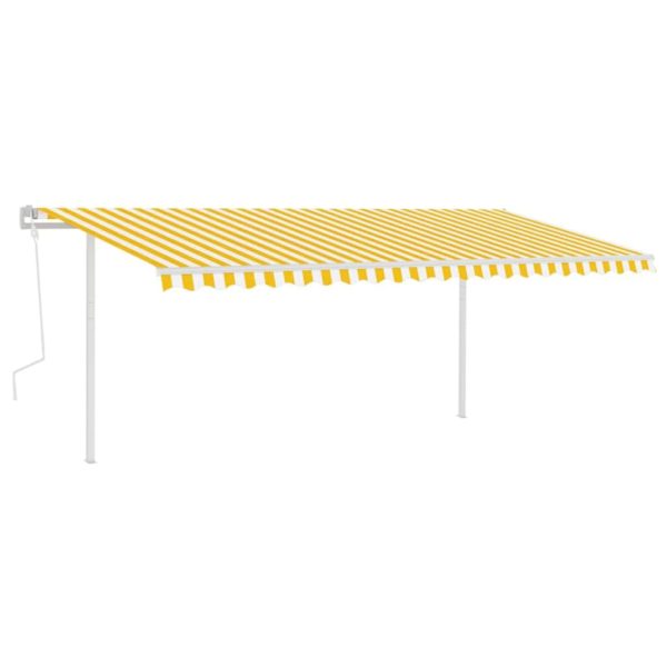 Tenda na ručno uvlačenje sa stupovima 5 x 3 m žuto-bijela