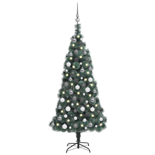 Umjetno božićno drvce LED s kuglicama zeleno 120 cm PVC i PE