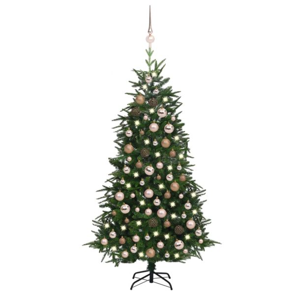 Umjetno božićno drvce LED s kuglicama zeleno 180 cm PVC i PE