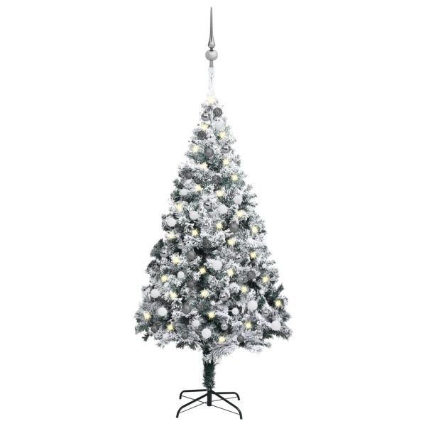 Umjetno božićno drvce LED s kuglicama zeleno 210 cm PVC
