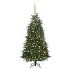 Umjetno božićno drvce LED s kuglicama zeleno 240 cm PVC i PE