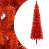 Usko božićno drvce s LED svjetlima i kuglicama 150 cm crveno