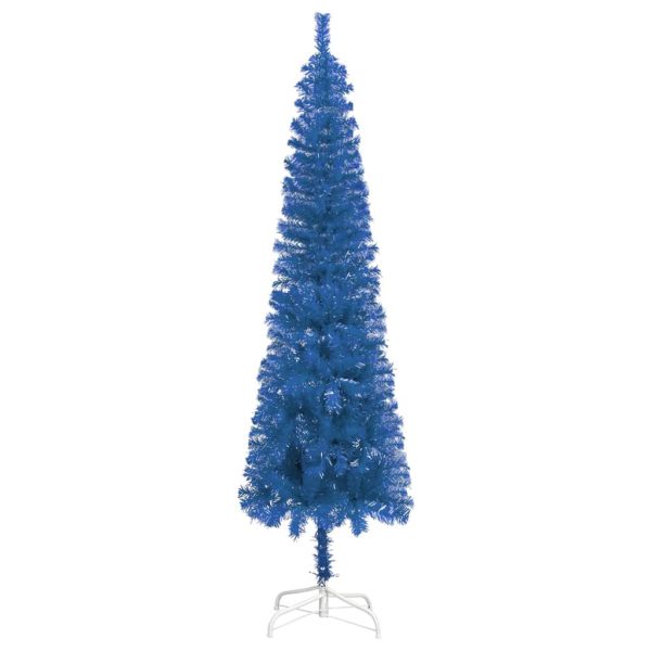 Usko božićno drvce s LED svjetlima i kuglicama 210 cm plavo - Slika 3