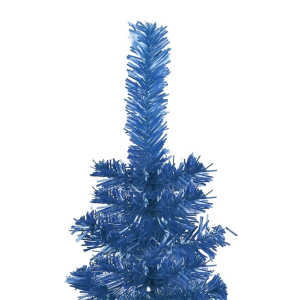 Usko božićno drvce s LED svjetlima i kuglicama 210 cm plavo - Slika 4