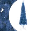 Usko božićno drvce s LED svjetlima i kuglicama 240 cm plavo