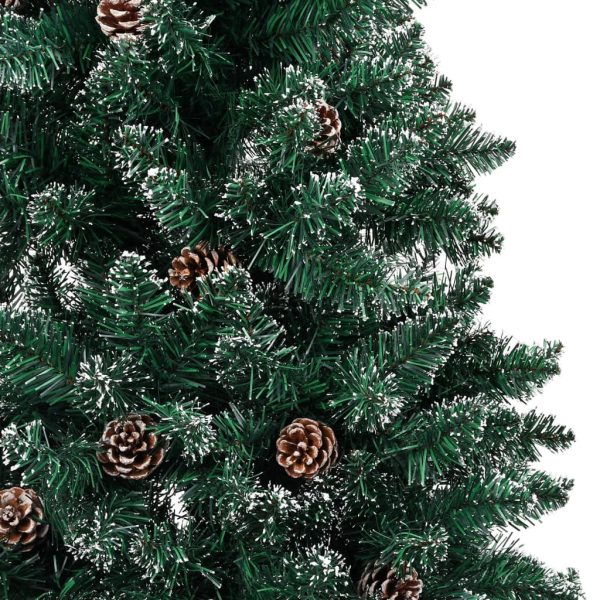 Usko božićno drvce s LED svjetlima i kuglicama zeleno 150 cm - Slika 3