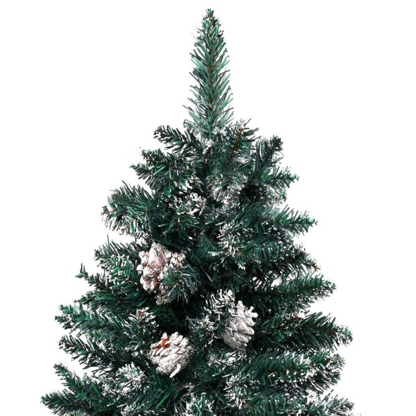 Usko božićno drvce s LED svjetlima i kuglicama zeleno 150 cm - Slika 4