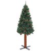 Usko božićno drvce s LED svjetlima i kuglicama zeleno 150cm PVC