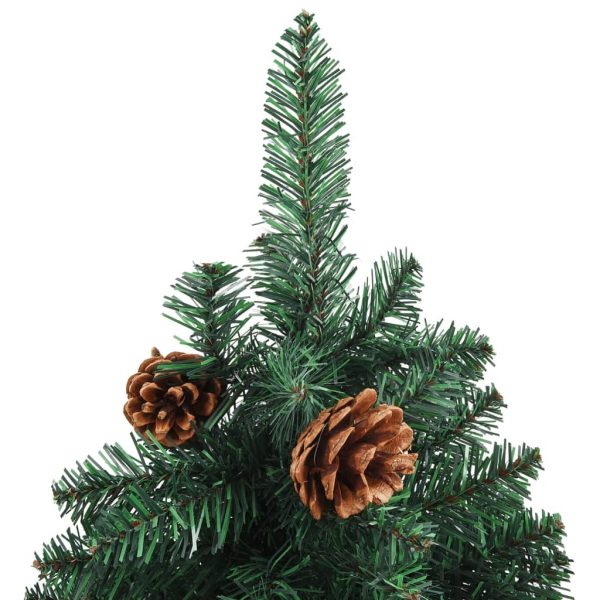 Usko božićno drvce s LED svjetlima i kuglicama zeleno 150cm PVC - Slika 4