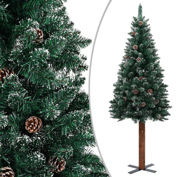 Usko božićno drvce s LED svjetlima i kuglicama zeleno 180 cm