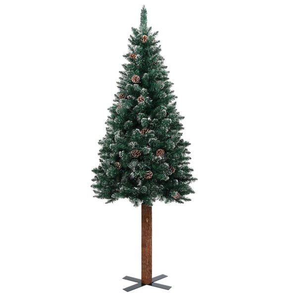 Usko božićno drvce s LED svjetlima i kuglicama zeleno 180 cm - Slika 3