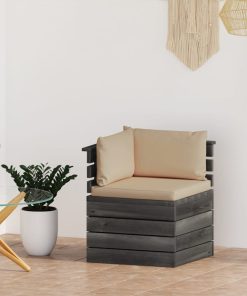 Vrtna kutna sofa od paleta od borovine s jastucima