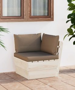 Vrtna kutna sofa od paleta s jastucima impregnirana smrekovina