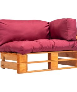 Vrtna sofa od paleta od borovine s crvenim jastucima