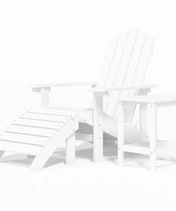 Vrtna stolica Adirondack s osloncem i stolićem HDPE bijela