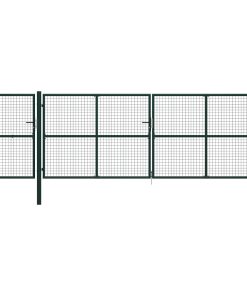 Vrtna vrata čelična 500 x 150 cm zelena