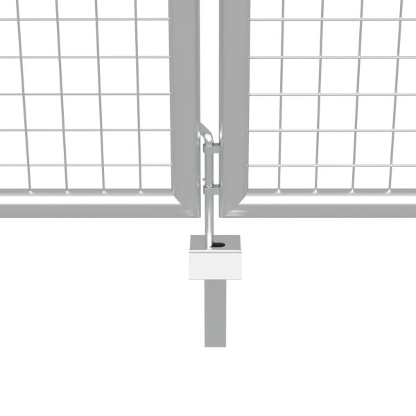 Vrtna vrata od pocinčanog čelika 415 x 200 cm srebrna - Slika 4