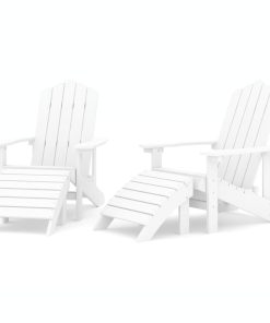 Vrtne stolice Adirondack s osloncima za noge 2 kom HDPE bijele