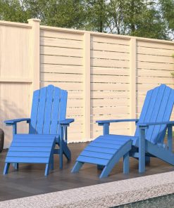 Vrtne stolice Adirondack s osloncima za noge 2 kom HDPE plave